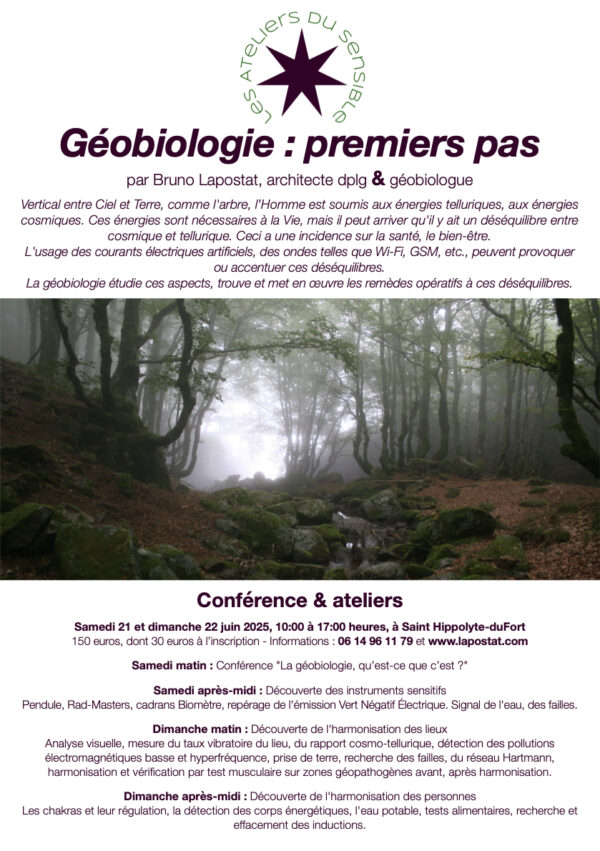 1 - Géobiologie, premiers pas - Samedi 21, dimanche 22 juin 2025